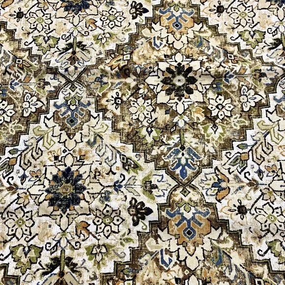 Waverly Fabric 2 Yards X 44” Inspirations Green Brown Beige Duck Thick Damask - Picture 1 of 3